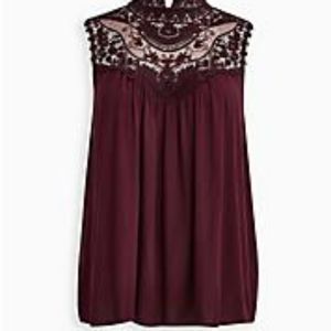 Torrid Size 2 Crochet Tank- Crinkle Gauze (Wine) NWT